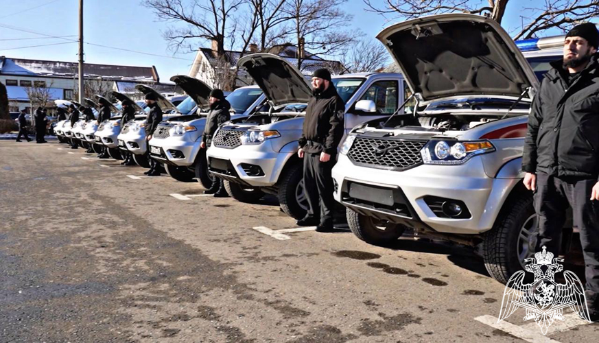 В Грозном  прошел смотр служебного автотранспорта росгвардейцев